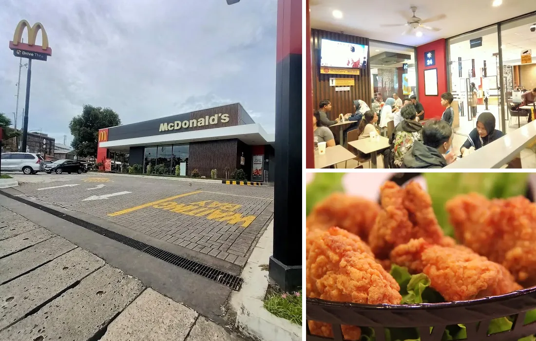 Kolase eksterior, interior, dan fasilitas McDonald's Bojongsari Depok